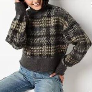 Cropped Arizona Brown and Cream Plaid Sweater